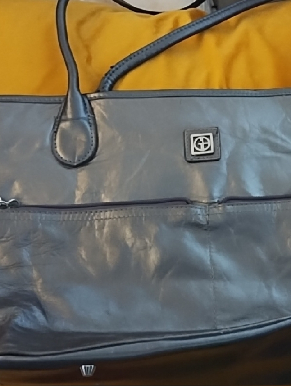 Dark Grey Leather Tote Bag
